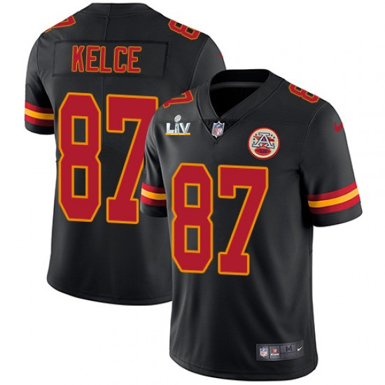 Men's Kansas City Chiefs #87 Travis Kelce Black NFL 2021 Super Bowl LV Stitched Jersey